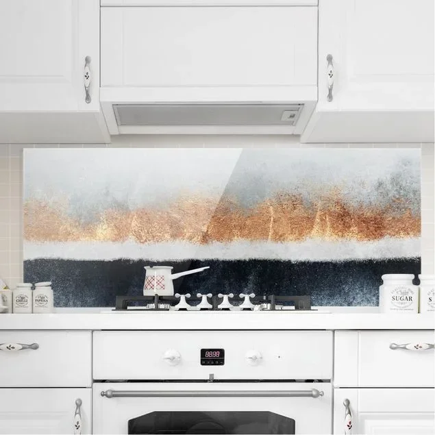 Spritzschutz für die Küche aus Glas im Panorama Goldener Horizont Aquarell